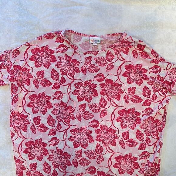 LuLaRoe buttery soft Irma tunic High Low Floral Size XXS Womens Pink White - Picture 2 of 8